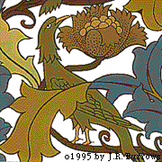 Picture of Bird and Poppy Pattern Wallpaper