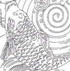 Detail of Japanese Carp Fabric pattern